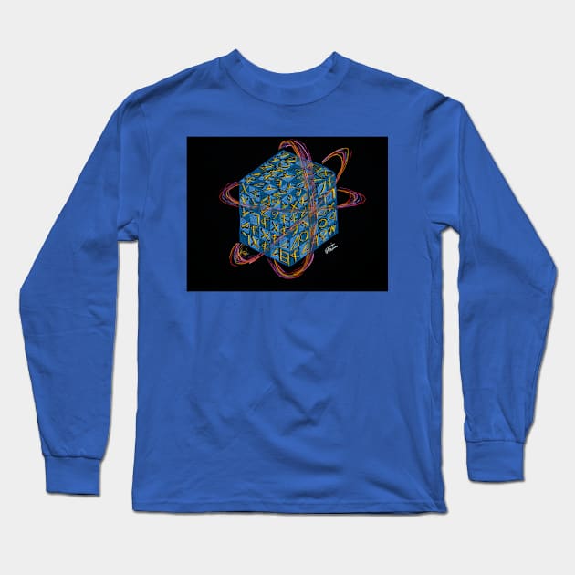 Quantum Sapphire Cube Long Sleeve T-Shirt by RobinMain